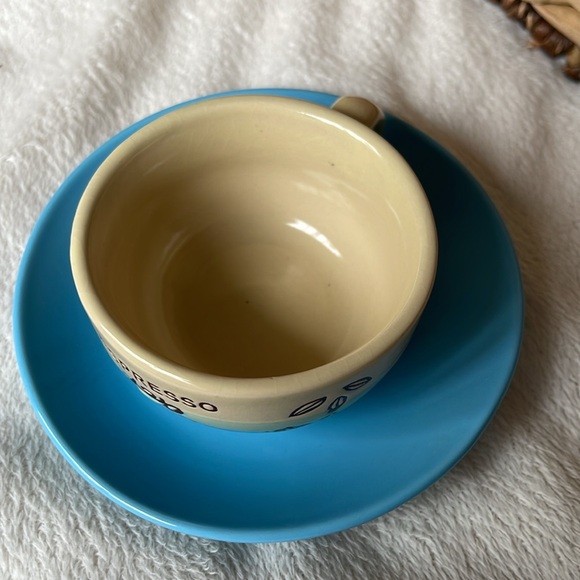 Espresso Cup and Saucer Blue and Tan Holds 2.67 ounces - Picture 8 of 10